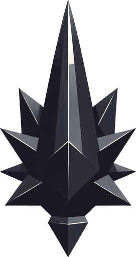 black spike.
Single Game Texture. In-Game asset. 2d. Blank background. High contrast. No shadows.