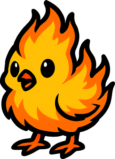 ateş civcivi.
In-Game asset.  2d.  High contrast.  No shadows