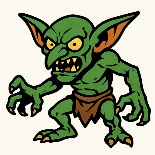 goblin canavar.
In-Game asset.  2d.  High contrast.  No shadows