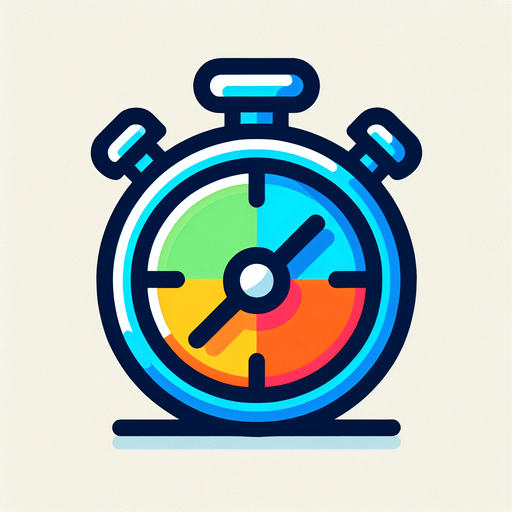 A colorfull simple stop Watch icon without shadows.
Single Game Texture. In-Game asset. 2d. Blank background. High contrast. No shadows.