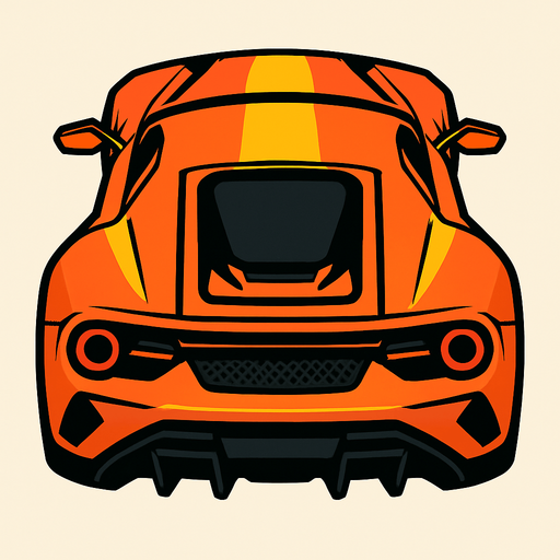 Rear and top view of cool luxury sports car looking upwards.
In-Game asset.  2d.  High contrast.  No shadows