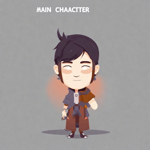 Ana karakter 
. No background. Transparent background. Blank background. No shadows. 2d. In-Game asset. flat