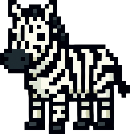 Zebra pixel.
In-Game asset.  2d.  High contrast.  No shadows