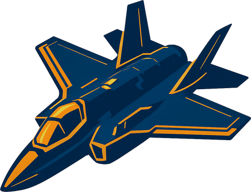 F35 like fighter jet.
In-Game asset.  2d.  High contrast.  No shadows