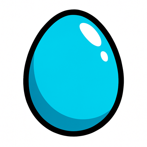 CYAN EGG.
In-Game asset.  2d.  High contrast.  No shadows
