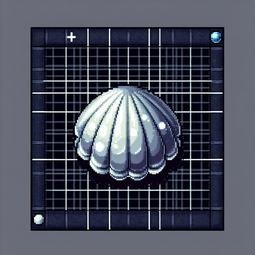 2d 16 bit silver pearl shell top down.
Single Game Texture.  In-Game asset.  2d.  Blank background.  High contrast.  No shadows
