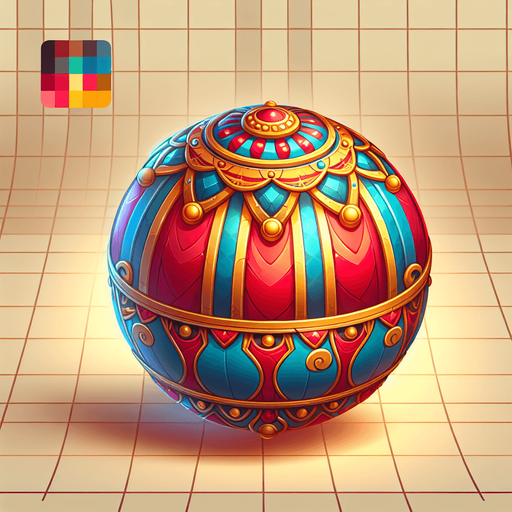 circus ball.
Single Game Texture.  In-Game asset.  2d.  Blank background.  High contrast.  No shadows