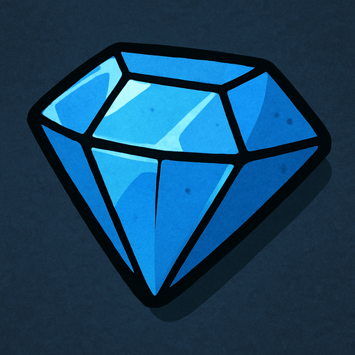Blue diamond toy.
In-Game asset.  2d.  High contrast