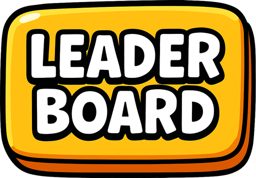 a cartoon style 3d button with the word Leader Board on it..
In-Game asset.  2d.  High contrast.  No shadows