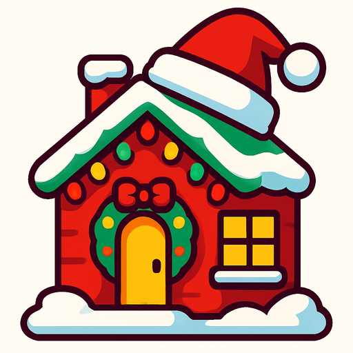 christmas house.
In-Game asset.  2d.  High contrast.  No shadows