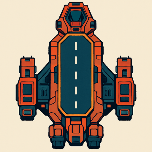 a spaceship carrier from upside perspective.
In-Game asset.  2d.  High contrast.  No shadows