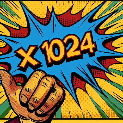 text popup "x1024".
comics style