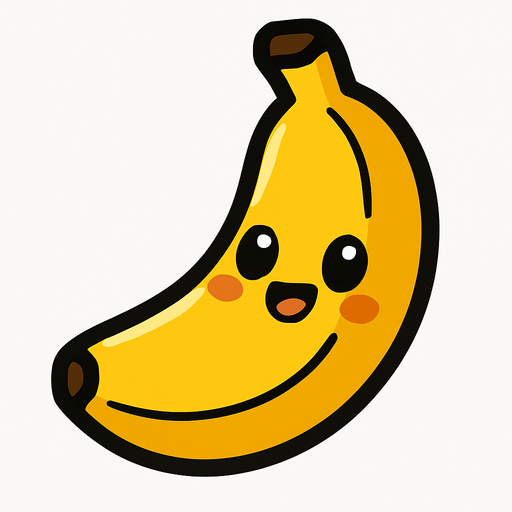 Banana cute.
In-Game asset.  2d.  High contrast.  No shadows