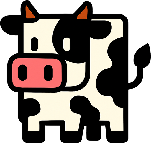 cow but square.
In-Game asset.  2d.  High contrast.  No shadows