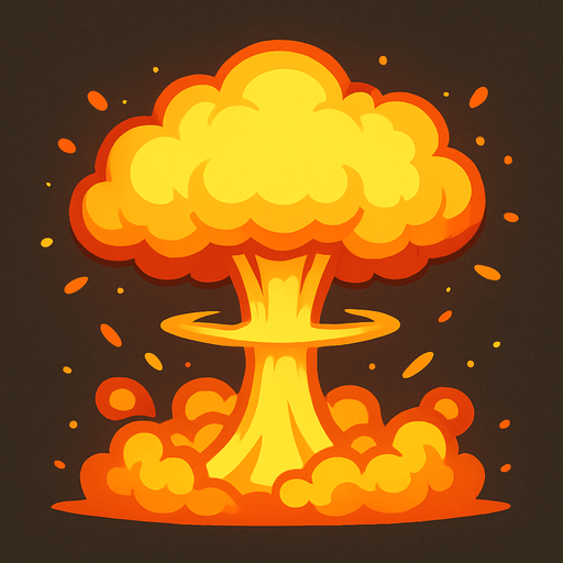 2D survivor.io game style atomic boom effect front view. No text written on it.