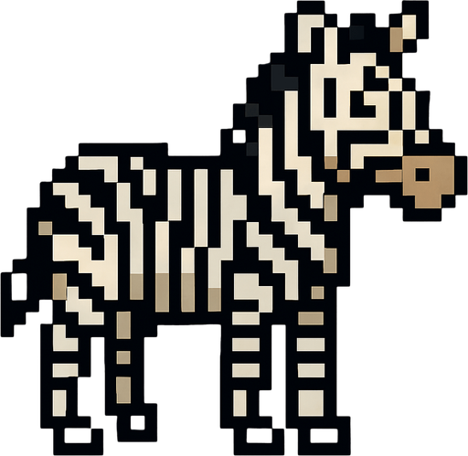 Zebra 8bit.
In-Game asset.  2d.  High contrast.  No shadows