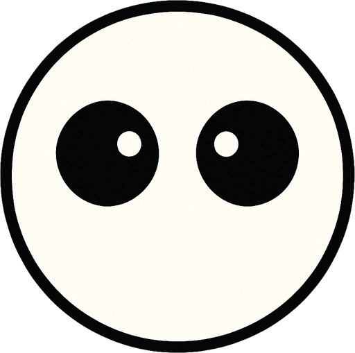 White circle with two eyes, seen from above..
In-Game asset.  2d.  High contrast.  No shadows