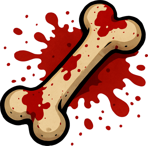 Kanlı kemik 2D. Top View..
In-Game asset.  2d.  High contrast.  No shadows