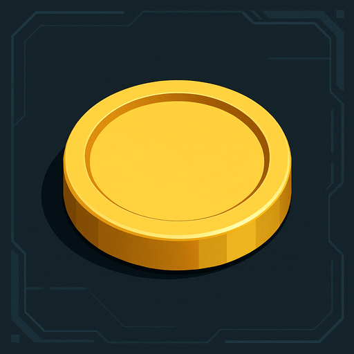 golden coin, simple clean shape, subtle beveled edges, slight 3D top-down look, small shadow for depth, no text, no shine or sparkle, minimal design, matches futuristic tech UI style.
In-Game asset.  2d.  High contrast.  No shadows
