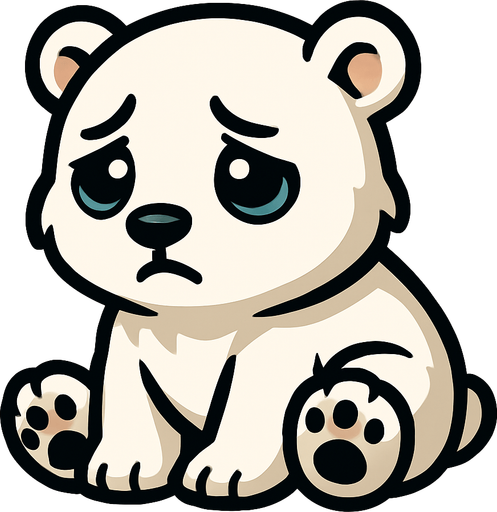 Sad baby polar bear.
In-Game asset.  2d.  High contrast.  No shadows