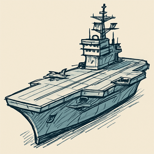sketch tarzında carrier gemisi.
In-Game asset.  2d.  High contrast.  No shadows