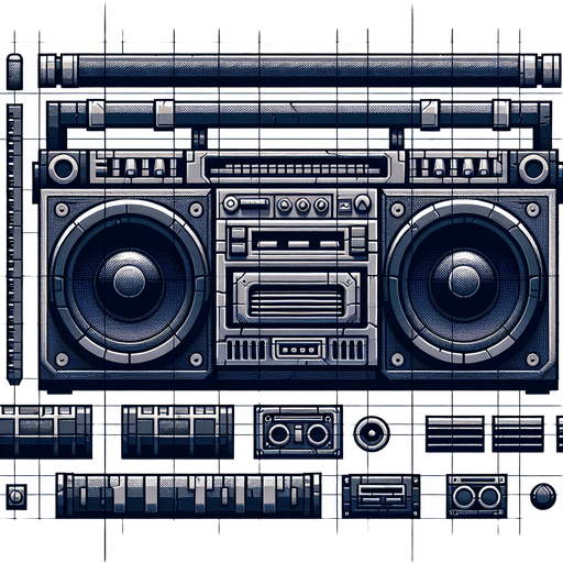 A boombox icon Single Game Texture. In-Game asset. 2d. Blank background. High contrast. No shadows.