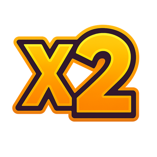 X2 symbol.
In-Game asset.  2d.  High contrast.  No shadows