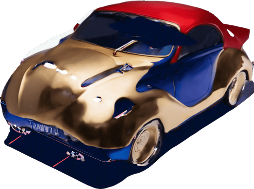 in red and blue colour with gold tyre