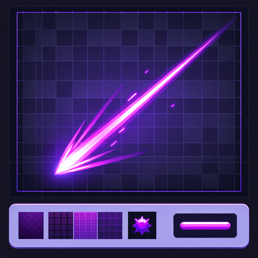 purple laser.
Single Game Texture. In-Game asset. 2d. Blank background. High contrast. No shadows.