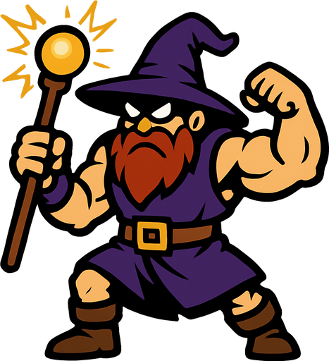Mad strong wizard dc world 2d game.
In-Game asset.  2d.  High contrast.  No shadows