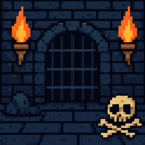 Make it retro pixelart arcade style and also aligne the torches