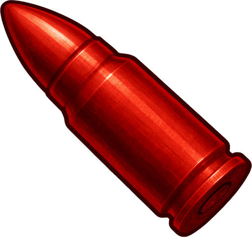 Bullet realistic icon light red color
In-Game asset.  2d.  High contrast.  No shadows