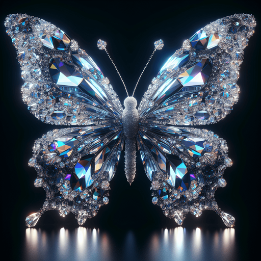 buttorfly，crystal.
Single Game Texture. In-Game asset. 2d. Blank background. High contrast. No shadows.