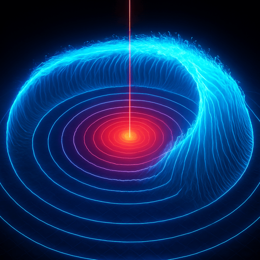 Growing expanding equal height neon hologram tsunami effect