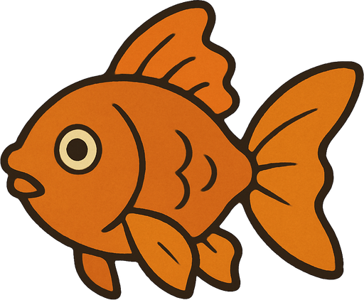 Goldfish in professor Layton game style.
In-Game asset.  2d.  High contrast.  No shadows