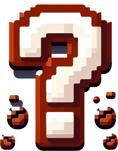 Coffee themed question mark.
Single Game Texture. In-Game asset. 2d. Blank background. High contrast. No shadows.