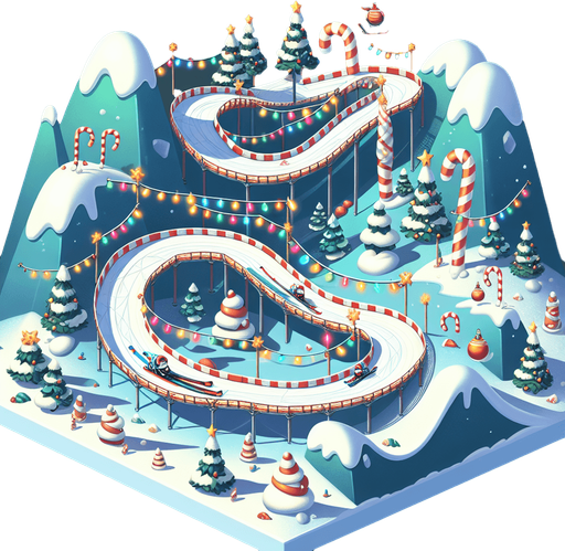 текст "Christmas slalom".
Single Game Texture. In-Game asset. 2d. Blank background. High contrast. No shadows.