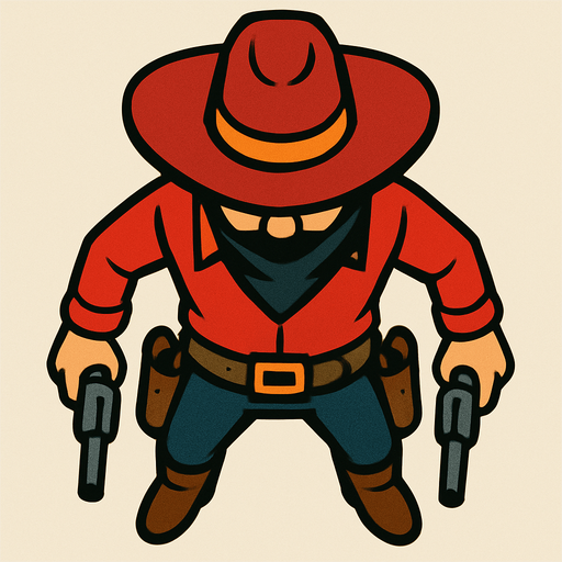 Top view enemy cowboy.
In-Game asset.  2d.  High contrast.  No shadows