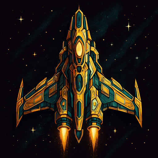 Fancy spaceship image.
In-Game asset.  2d.  High contrast