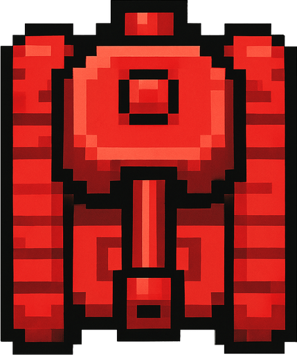 red tank pixel art top down.
In-Game asset.  2d.  High contrast.  No shadows