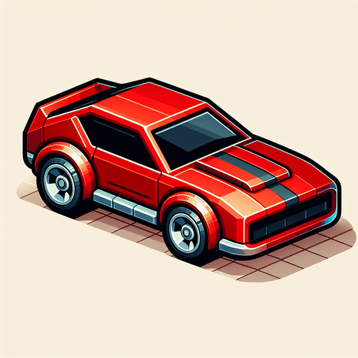 Red car 2D.
Single Game Texture. In-Game asset. 2d. Blank background. High contrast. No shadows.