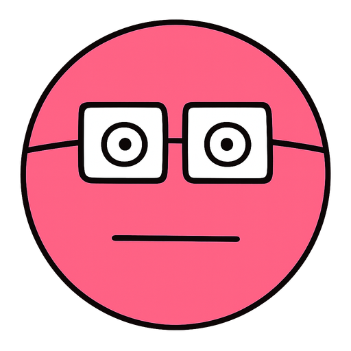 perfectly round, pink clever poker face. No background. Transparent background. Blank background. No shadows. 2d. In-Game asset. flat