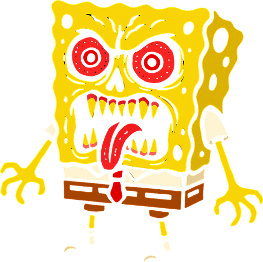 scary sponge bob.
In-Game asset.  2d.  High contrast.  No shadows