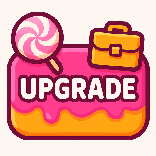 button upgrade level of business is sweetie
In-Game asset.  2d.  High contrast.  No shadows