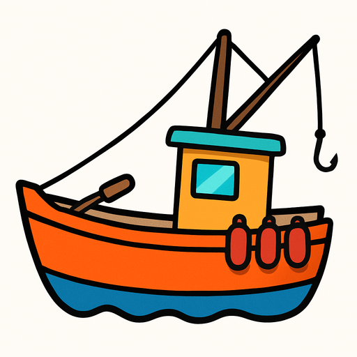 Bote dd pesca.
In-Game asset.  2d.  High contrast.  No shadows