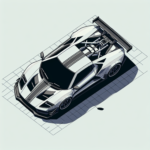 A sports car from top view (2d).
Single Game Texture. In-Game asset. 2d. Blank background. High contrast. No shadows.