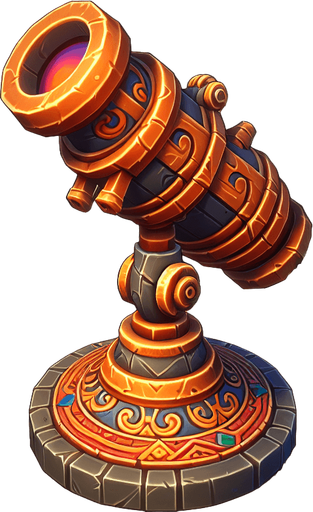 Telescope.
Single Game Texture.  In-Game asset.  2d.  Blank background.  High contrast.  No shadows