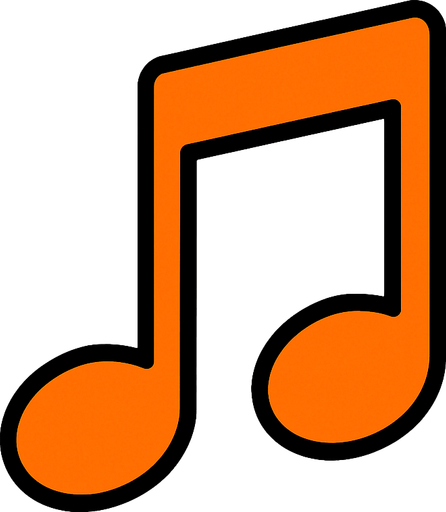 turuncu renkte 2d mi notasini yarat.
In-Game asset.  2d.  High contrast. no shadows