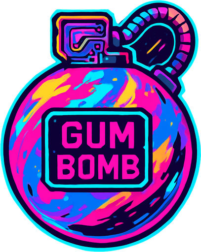 GumBomb assets. cyberpunk + abstract style. HD colors.
In-Game asset.  2d.  High contrast.  No shadows