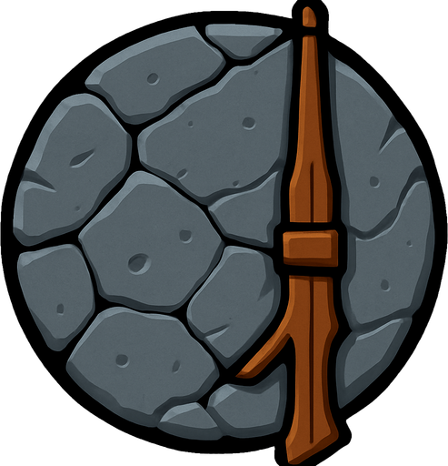 Circle of rock. The turret is a crossbow with no bow on it, only the base.